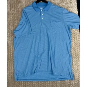 The Foundry Supply Co Men's Short‎ Sleeve Blue Striped Golf Polo Shirt Size 3XLT